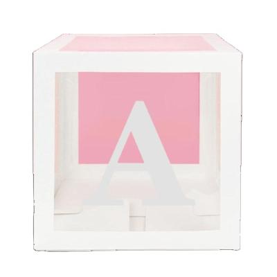 China Hot Selling Biodegradable Transparent Alphabet Paper Box Window Packing Crate Balloons Blocks Cube Boxes Wedding Birthday Party Decorative for sale