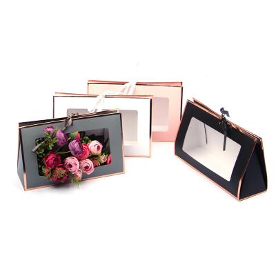 China Recyclable Wedding Decor Layout Triangle Flowers Recycle Folding Flower Gift Box Premium Cardboard Gift Box Pack Portable Gift Box for sale