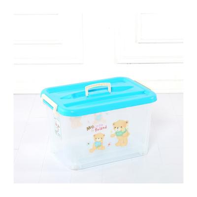 China Custom High Stocked Cartoon Pattern Storage Box PP Transparent Storage Box 500*345*280mm for sale