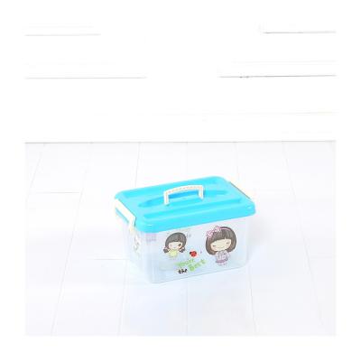 China High quality cartoon pattern storage box pp single transparent storage box guaranteed stocked 285*205*140mm for sale