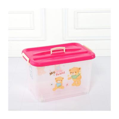 China Custom High Stocked Cartoon Pattern Storage Box PP Transparent Storage Box 560*400*330mm for sale