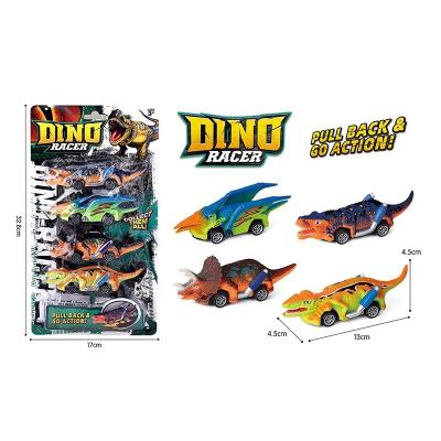 China Diecast Toy OEM Customized Design Premium 4 Pcs High Quality Plastic Pull Back Dinosaur Racer Toys Suitable For Children for sale