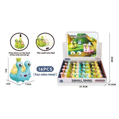 China Plastic OEM Customized Wholesale Plastic 4 Styles 16 Pcs Hand Press Rushes Ahead Little Snail Toys Suitable For Children for sale