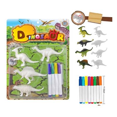 China Hot Selling Educational Model Colored Painting Toy Set For Preschool Kids Plastic Customization Popular Plastic ROD Dinosaur for sale