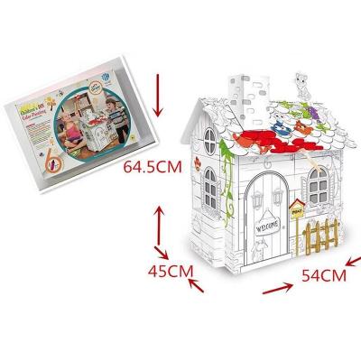 China Cardboard OEM Customized Hot Selling Educational Toy Set Suitable For Preschool Kids Color Painting House Popular Cardboard STEM DIY for sale