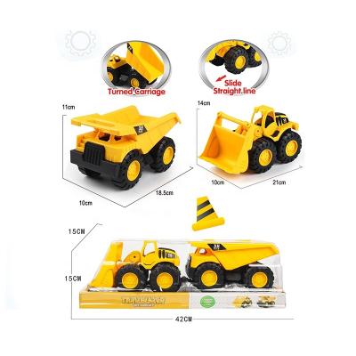 China Plastic OEM Customized Hot Sale Eco-friendly Plastic Materials 2 Style Free 2 Pcs Wheel Action Construction Truck Toys For Kids for sale