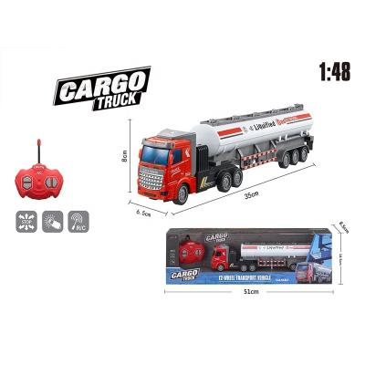 China RC Model OEM Customized Hot Selling 1:48 Plastic 4 Friction R/C Oil Truck With Light Toys For Kids Use 1*3.7V And 2* Batteries YY for sale