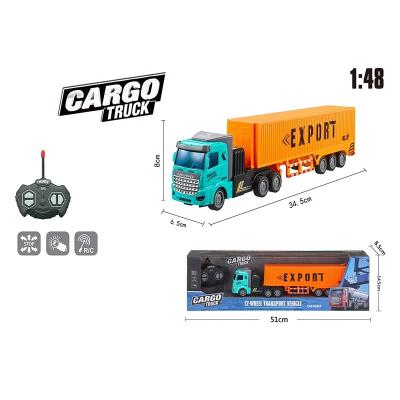 China RC Model OEM Customized Hot Selling 1:48 4 Friction Plastic R/C Cargo Truck With Light Toys For Kids Use 1*3.7V And 2*AA Batteries for sale