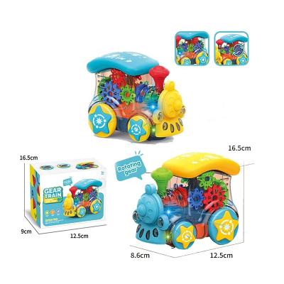 China Plastic OEM Customized Design Carryover Popular Plastic Transparent Gears Train Premium Quality With Light And Healthy Toys For Kids for sale