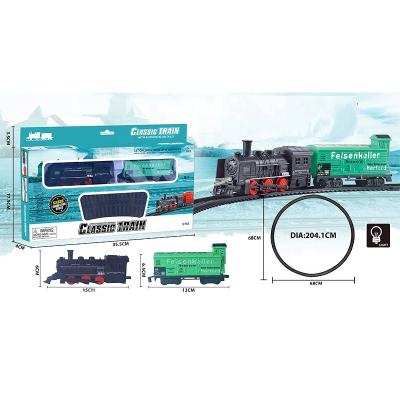 China Plastic OEM Customized 12 Pcs New Fashion Design Hot Selling Carryover Plastic Railway Train Set Toys With Light For Kids for sale