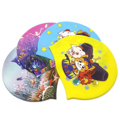 China Custom high quality custom logo silicone swim cap GD print swim cap GD swim cap kids silicone printed swim caps for sale