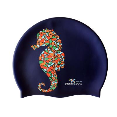 China Wholesale Printed Swimming Cap GD Heat Transfer Printing Swimming Cap Silicone Swim Cap Competition 100% for sale