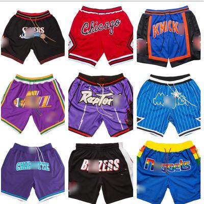 China Breathable Hot Selling USA 30 Teams Basketball Shorts Embroidered Pocket Basketball Shorts for sale