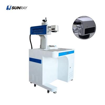 China Air-cooled Jeans And Glass Carving Desktop 20w 30w 60w CO2 Raycus Laser Marking Machines for sale