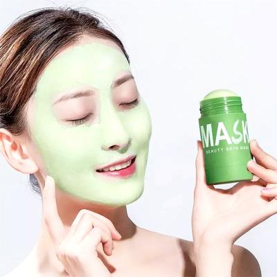 China EXW Price 40ml Green Tea Face Mud Mask Anti Acne Eggplant Moisturizer Cleansing Moisturizer Green Tea Clay Stick Purifying Oil Control Facial Skin Care for sale