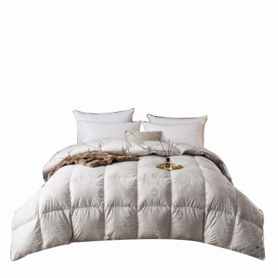 China White 100% Cotton Goose Down Comforter Cotton Jacquard Fabric Jacquard Goose Down Warm Comforter Quilt for sale