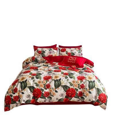 China Nondisposable 100% Polyester Double Sided Printed Bedding Set Printed Wedding Bedding 4 Sets for sale