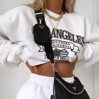 China Custom High Quality Anti Shrink Women s Dengan Harga Murah Crop Print Crewneck Light Weight Off The Shoulder Sweatshirt for sale