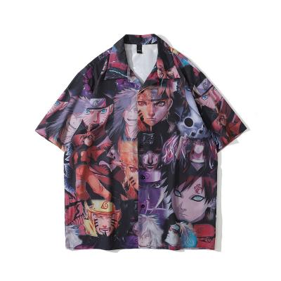 China Anti-wrinkle brand custom hip-hop wind dark portrait printing loose short-sleeved shirt men and women street oversie shirt for sale