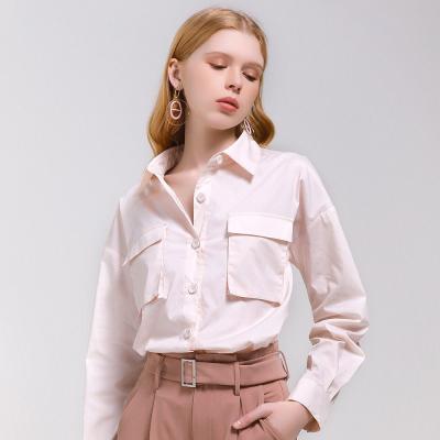 China 2021 Blusas de mujer de Para de ropa anti-pilling new blusa-elegant-Para-dam Summer and Autumn Custom Pink Pockets blusas de mujer for sale