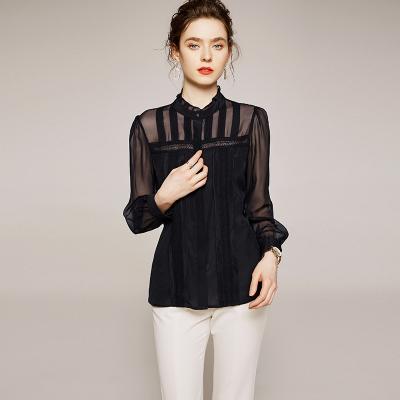 China Blusas de mujer de Para de ropa anti-pilling new blusa-elegant-Para-dam Summer and Autumn Custom Ruffles Lace blusas de seda for sale