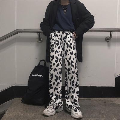 China Anti-Wrinkle Cow Print Wide Leg Pants Street Oversized Korean Female Style Summer Pants Women's Aesthetic High Waist for sale