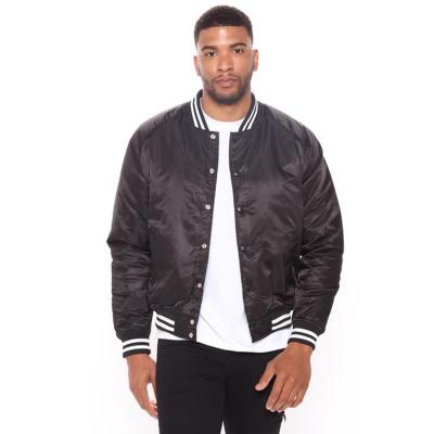 China 100% Custom Logo Polyester Satin Bomber Baseball Winter Jacket Men Jacket Plus Size for sale