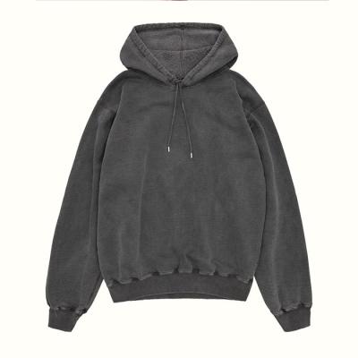 China Winter Wash Retro New Hoodie Cotton Warm Anti-Shrink Loose Sweatshirt Men's 100% Thick Wool Black Hoodie for sale