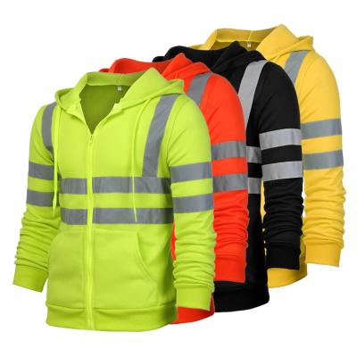 China High Quality Winter Anti-Shrink 100% Polyester Fleece Zip Up Work Hoodie Men Reflective for sale