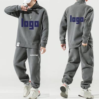 China Anti-Shrink Jogging Men's Sweater Pullover Hoodies Sweatshirts Two Pieces Sets Thick Hoodies Tracksuit Men for sale