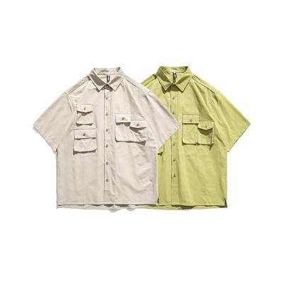 China Wholesale Custom Designer Spring and Summer Fashion Blouses Plain Anti-pilling Multi Pockets Shirts for Men for sale