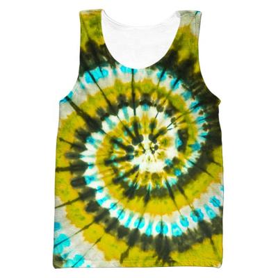 China LOGO Fitness Sleeveless Anti-Shrink Custom O-Neck Knit Tie Breathable Tie Dye Stitch Men's Slimming Vest for sale