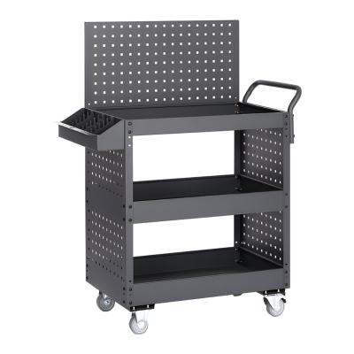 China Office Furniture Commercial Style New Three Layer Tool Trolley Organizer For Garage Rolling Mobile Rolling Service Retailer for sale