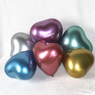 China Advertising Toy Amazon New Sale 10 Inch Heart Shape Chrome Latex Globos Balloons For Valentine's Day Decoration for sale