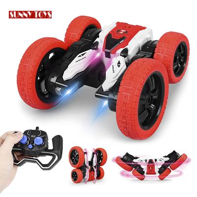 China Remote Control RC Hobby One Button Deformer Toy Light Up Rolling Flip 4ch RC Stunt Car 360 Degree Rotation With Music for sale