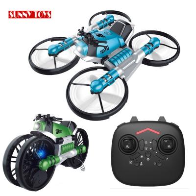 China Headless Mode 2 In 1 Drone Foldable Deformation Motorcycle Remote Control RC Cars And Drones 1 Drone Flying Motorcycle Toy For Kids for sale