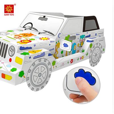 China Drawing Whitings 2022 New Educational 3D Puzzle Doodle Car Toys With Music DIY Cardboard Drawing Toys for sale