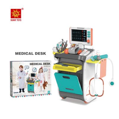 China Top Plastic Children Pretend Play Doctor Play Set Equipment Cart Simulation Doctor Toys for sale