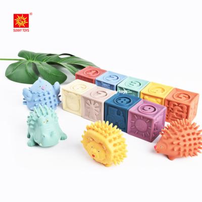 China Best Selling Soft Product 13 PCS Game Emboss Baby Toys 3d Stacking Silicone Blocks 37.9X7.5X21.5cm for sale