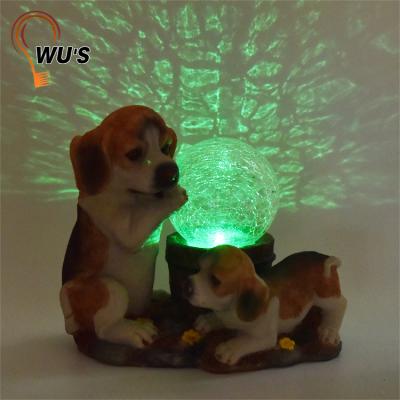 China Eco-friendly Customized Animal Resin Plastic Glass Ball Changeable Solar Lights for sale