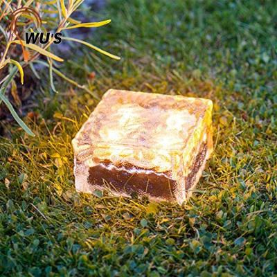 China LANDSCAPE Decoration IP65 Outdoor Waterproof Clear Glass Ice Brick Solar Deck Lights Ground Inground Lamp For Garden Pathway for sale