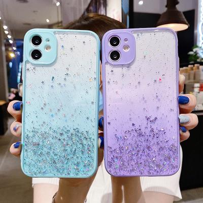 China 2022 Shockproof Glitter Printed Soft Semi-Clear TPU Cell Phone Cover Case For iPhone X 11 for sale