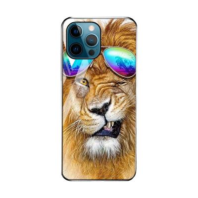 China High Grade Wholesale Shockproof 3D Printing Sublimation Tempered Glass Phone Case Black PC TPU Mobile Phone Case For i 13 Phone Covers for sale