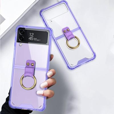 China Shockproof For Samsung Z Flip 3 Cell Phone Case Business Luxury Clear Phone Case Crowd Style Shockproof Folding Shockproof Scratchproof Cell Phone Case for sale