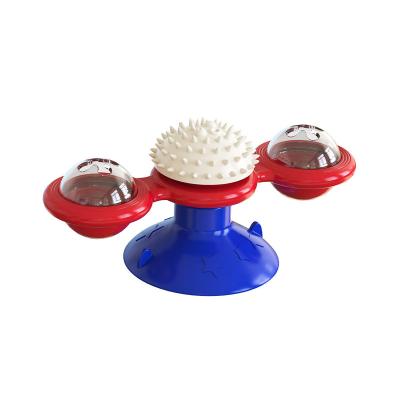 China Detachable Pet Funny Toys Double Wheels Windmill Material Cat Toy With Sucker Environmentally Friendly Health Sustainable for sale