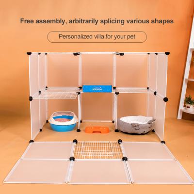 China Breathable Villa Cat Dog Cage Pet Luxury Free Assembly Combination Solid Steel Bird Cage for sale