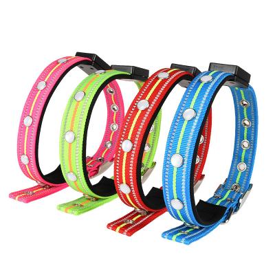 China JEWELED Quick Release Led Light Flashing Custom Dog Collars USB Charging Jeweled Dog Training Collar for sale