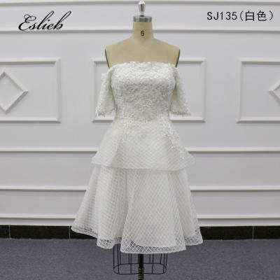 China Wedding Dresses 2019 Backless A-line Eslieb Prom Party Short Bead Beach Wedding Dresses Simple White Photo Anti-static Vestido Noiva New Real for sale