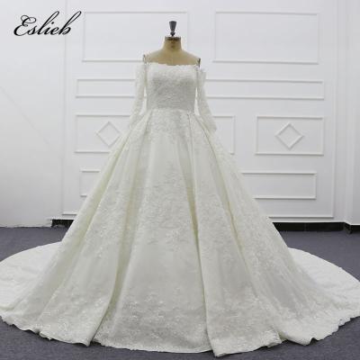 China Anti-wrinkle Eslieb SJ026 elegant gold wedding dresses with sequins luxurious ball gown arabic wedding dresses dresses long 2019 for sale