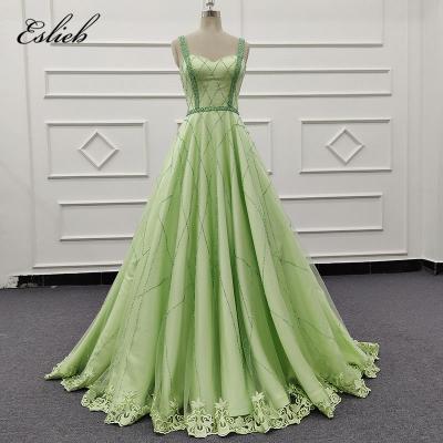 China Sexy Sleeveless Anti-Wrinkle Eslieb Evening Dress Long Prom Dresses 2019 Lace Up Beading Crystal Belt Robe De Soiree Evening Gowns for sale